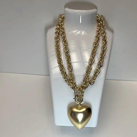 NWT ⚜️💛⚜️ Piper K Gorgeous Golden Tone Heart Pendant Convertible Necklace - Picture 15 of 15